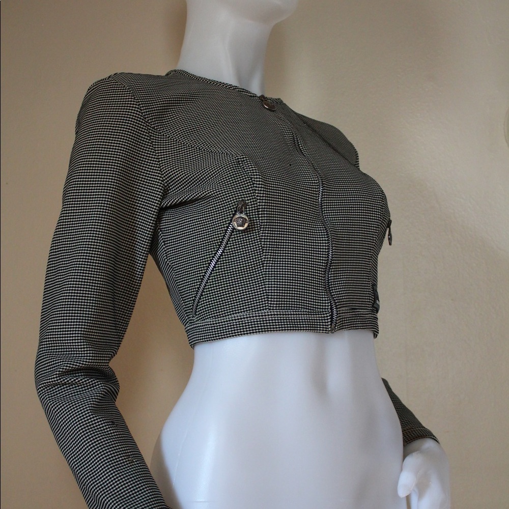 🩶 Vintage '90s Versace Jeans Couture Cropped Zippered Jacket - Picture 9 of 15